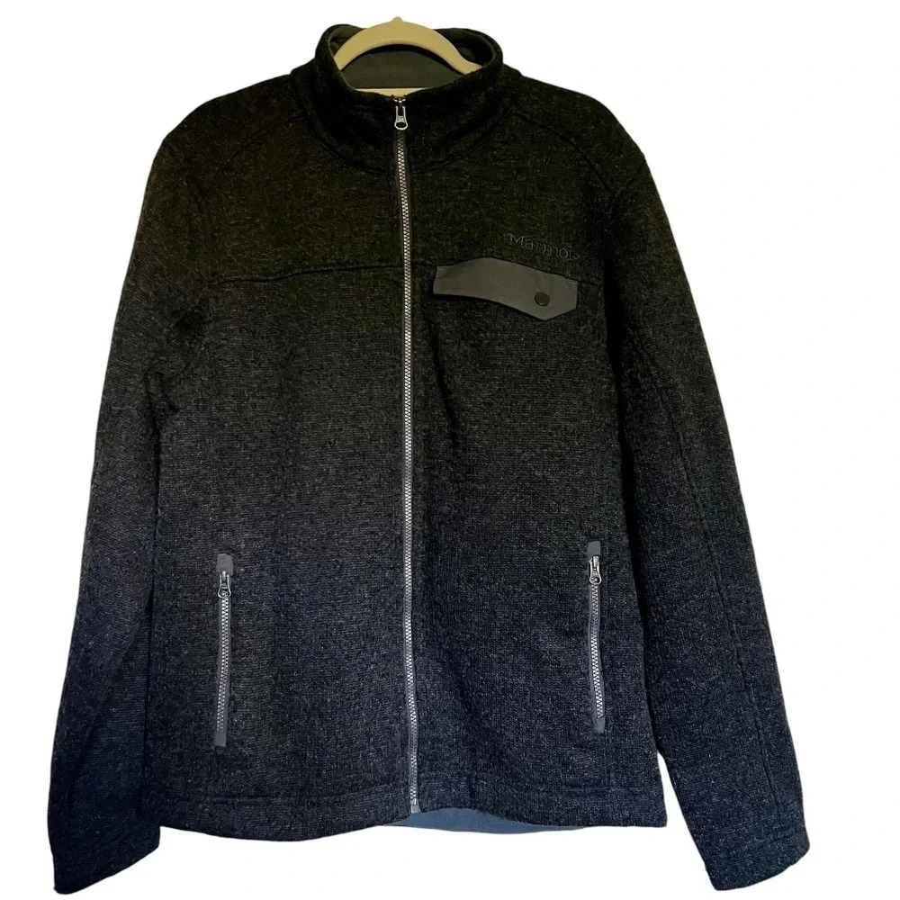 Marmot Poacher Pile Slate Grey Wool Blend Full Zip Jacket Size Medium‎